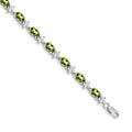 14k White Gold Floral Diamond and Peridot Bracelet