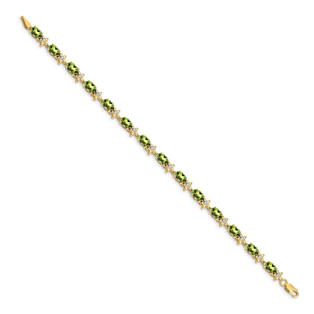14k Floral Diamond and Peridot Bracelet
