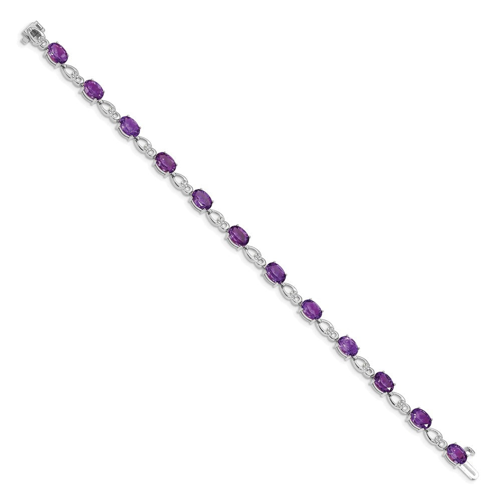 14k White Gold Amethyst and Diamond Bracelet