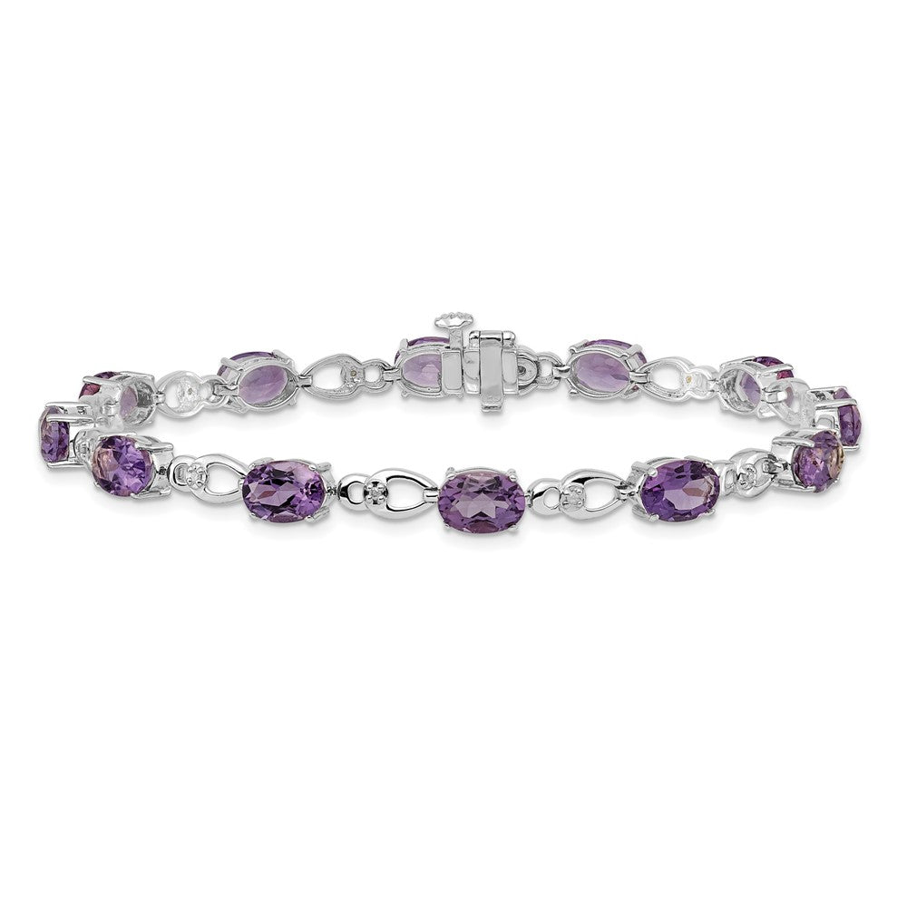 14k White Gold Amethyst and Diamond Bracelet