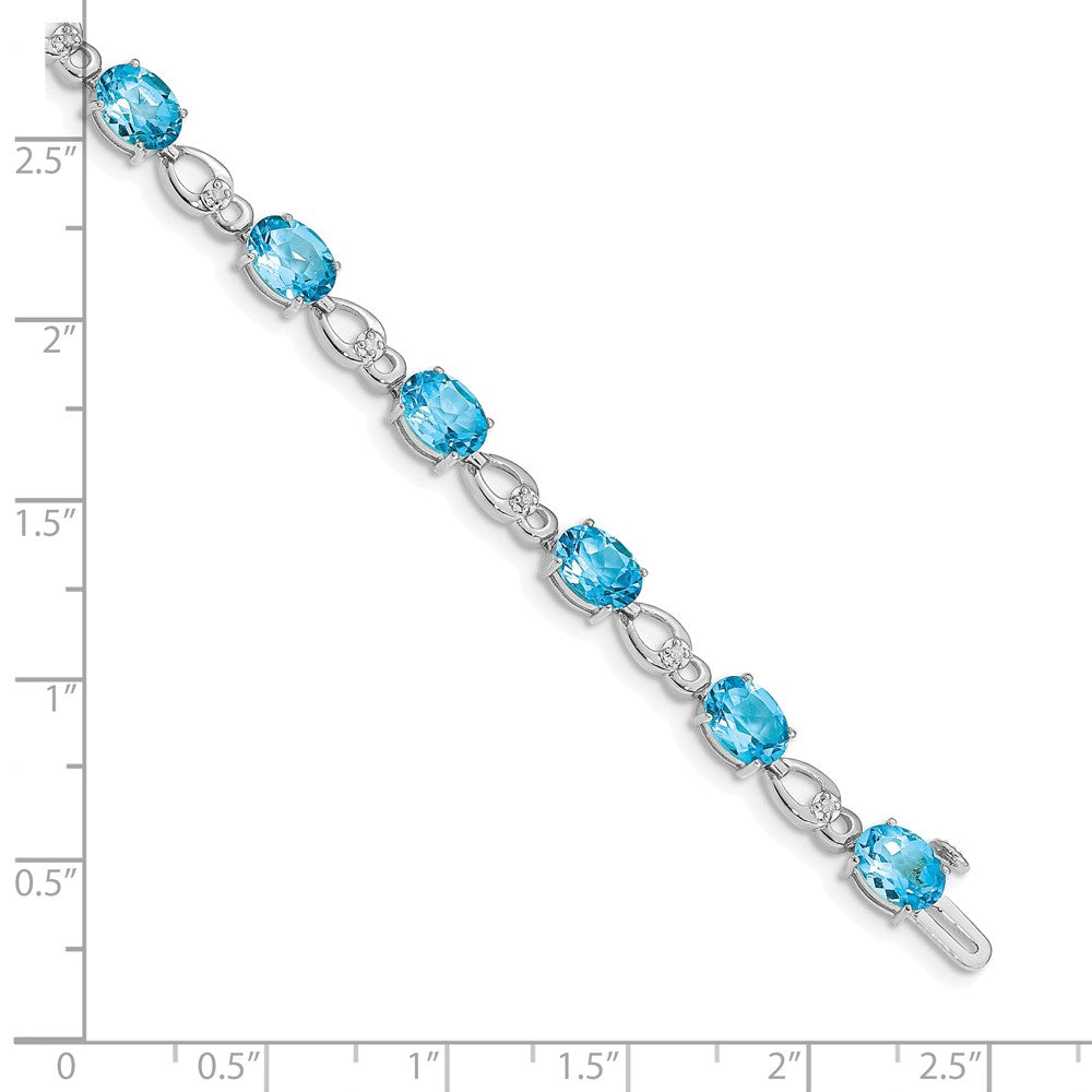 14k White Gold Blue Topaz and Diamond Bracelet