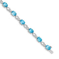 14k White Gold Blue Topaz and Diamond Bracelet