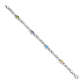 14k White Gold Rainbow Gemstone Bracelet