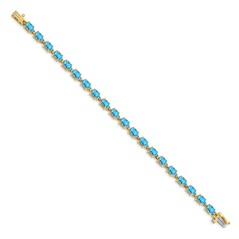 14k 6x4mm Oval Blue Topaz Bracelet