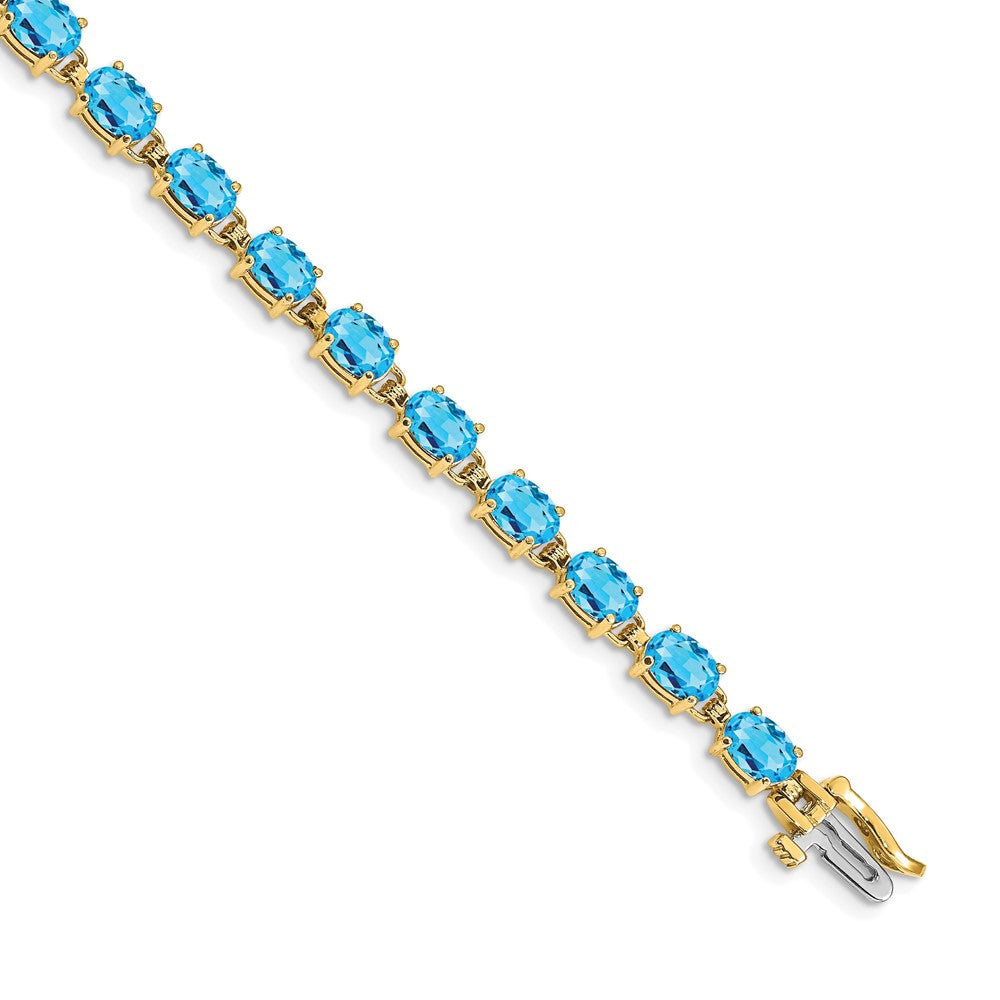 14k 6x4mm Oval Blue Topaz Bracelet