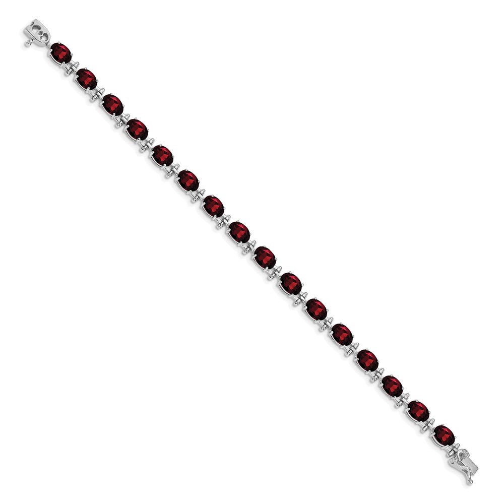 14k White Gold Garnet Bracelet