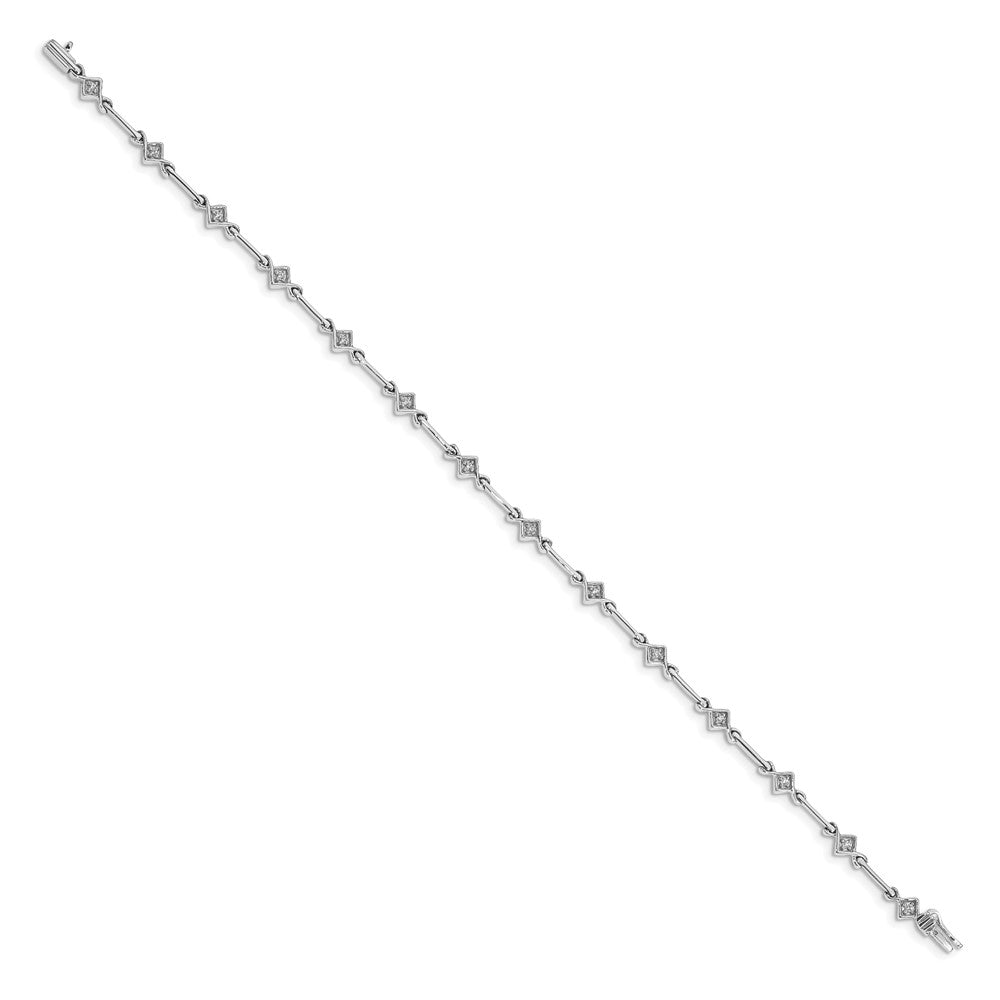 14k White Gold Diamond 7.5in Link Bracelet