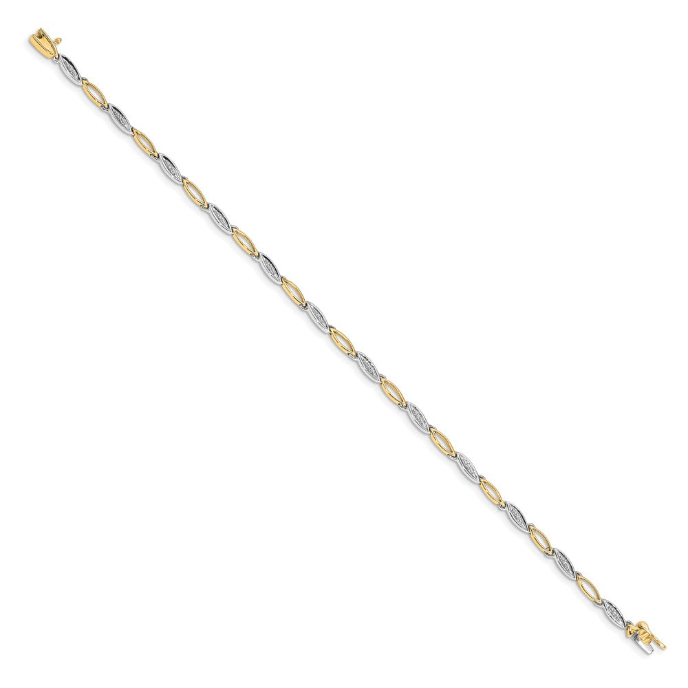 14k Two-tone Diamond 7.5in Link Bracelet