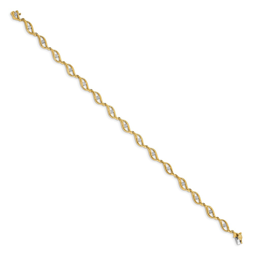 14k Gold Diamond 7.5in Link Bracelet