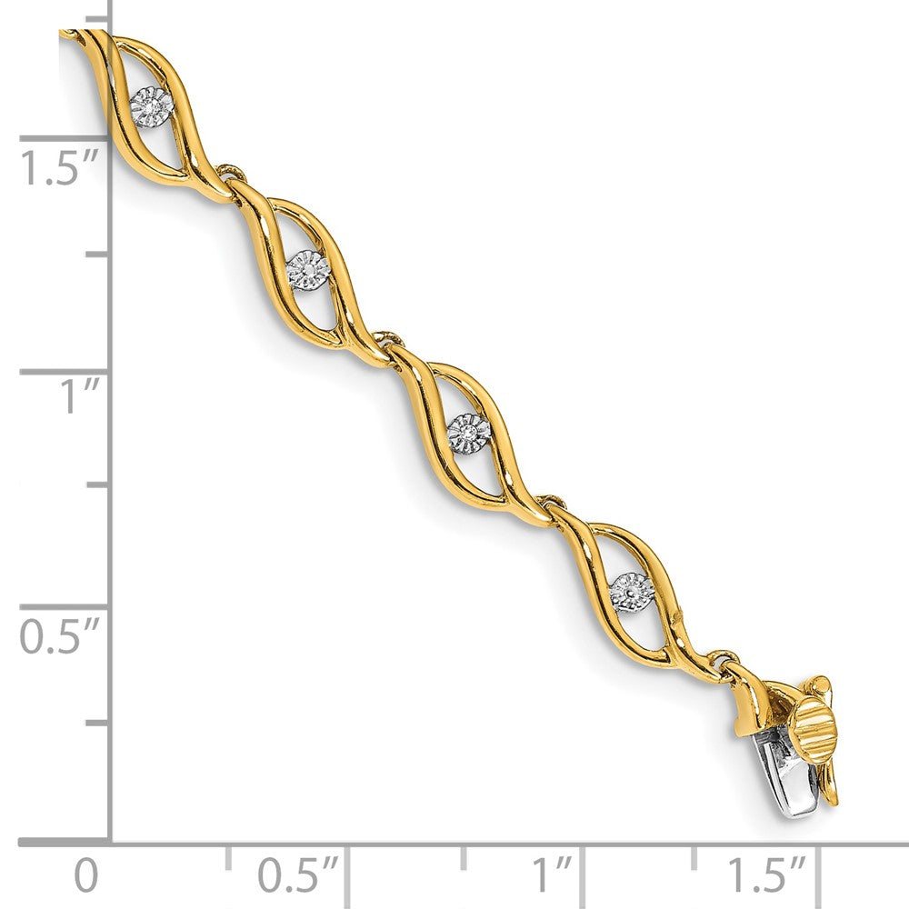 14k Gold Diamond 7.5in Link Bracelet