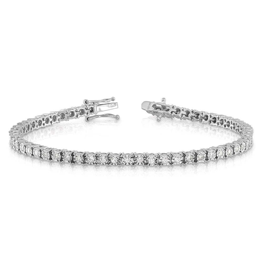 14k White Gold Illusion Setting Diamond Bracelet