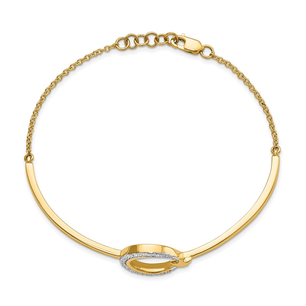 14k Polished Moon and Star Diamond 7in w/.5in ext Bracelet