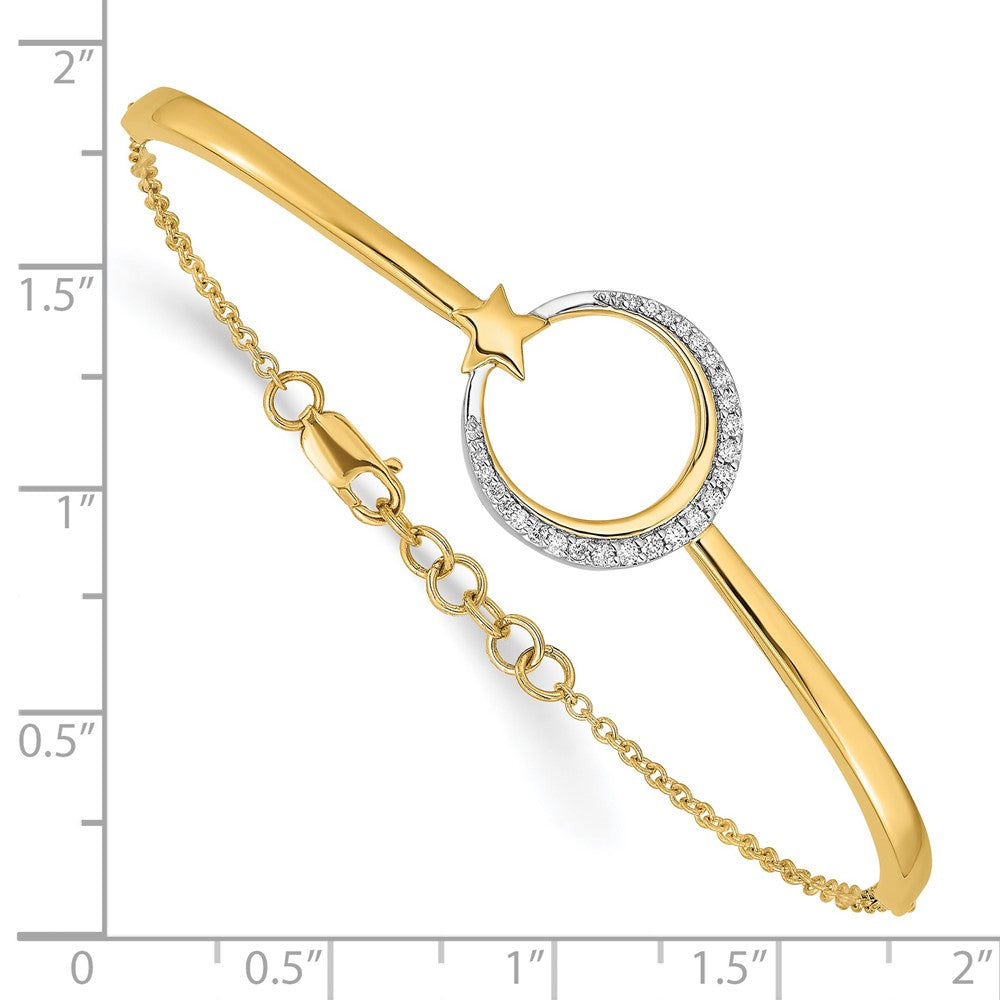 14k Polished Moon and Star Diamond 7in w/.5in ext Bracelet