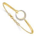 14k Polished Moon and Star Diamond 7in w/.5in ext Bracelet