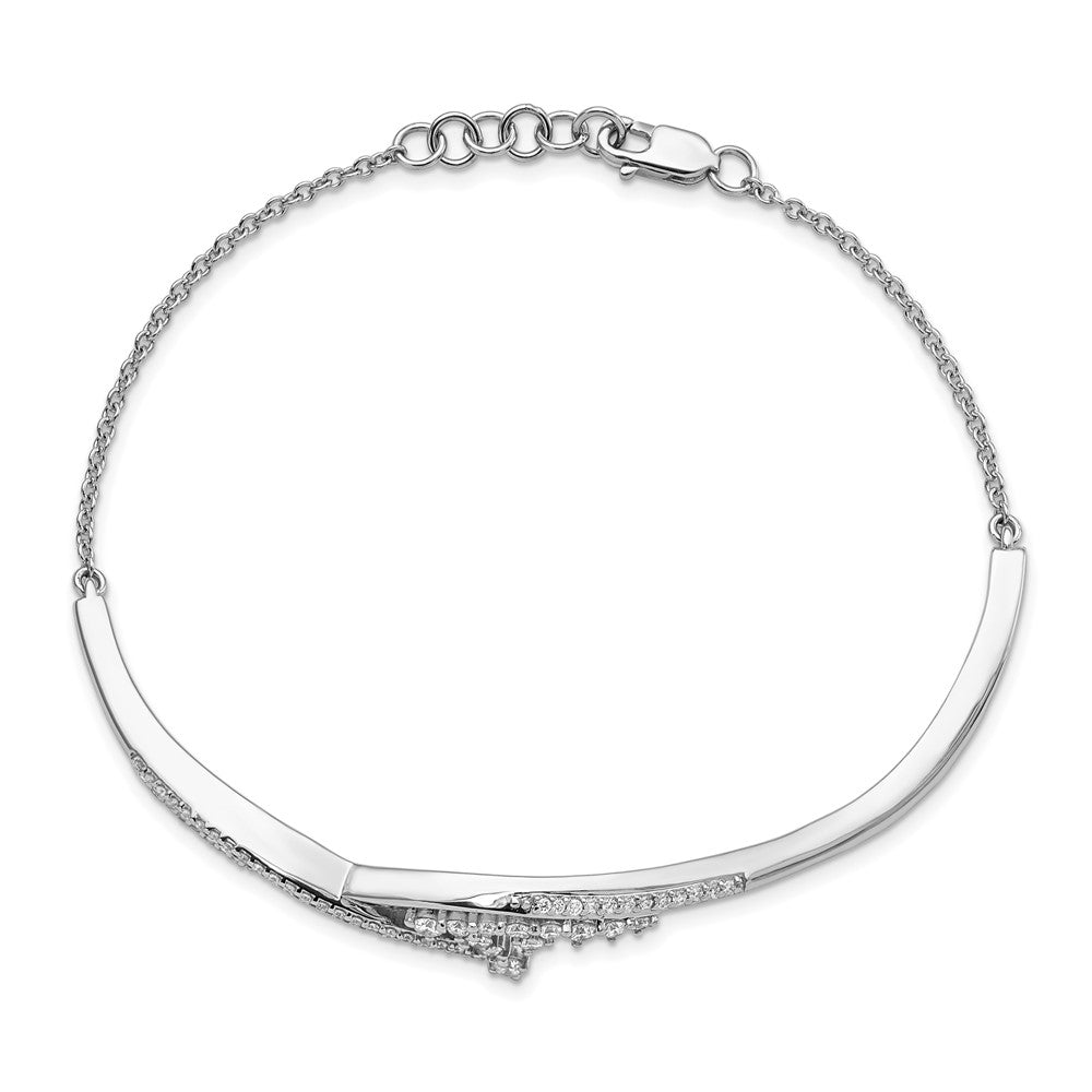 14k White Gold Polished Fancy Florina Diamond 7 inch Bracelet
