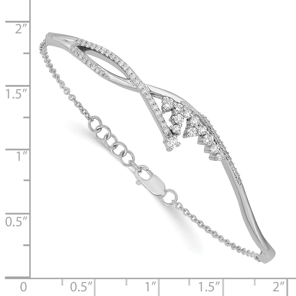 14k White Gold Polished Fancy Florina Diamond 7 inch Bracelet