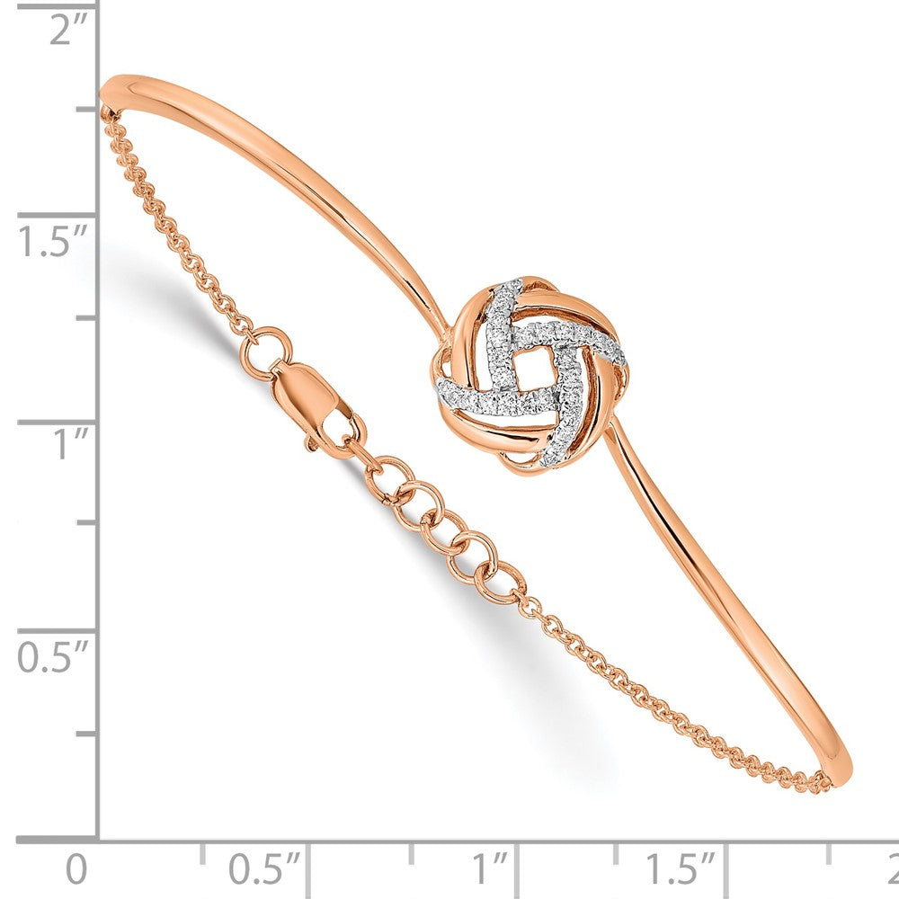 14k Rose Gold Polished Diamond Love Knot 7in w/.5in ext Bracelet