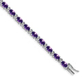 14k White Gold Oval Amethyst and Diamond Bracelet