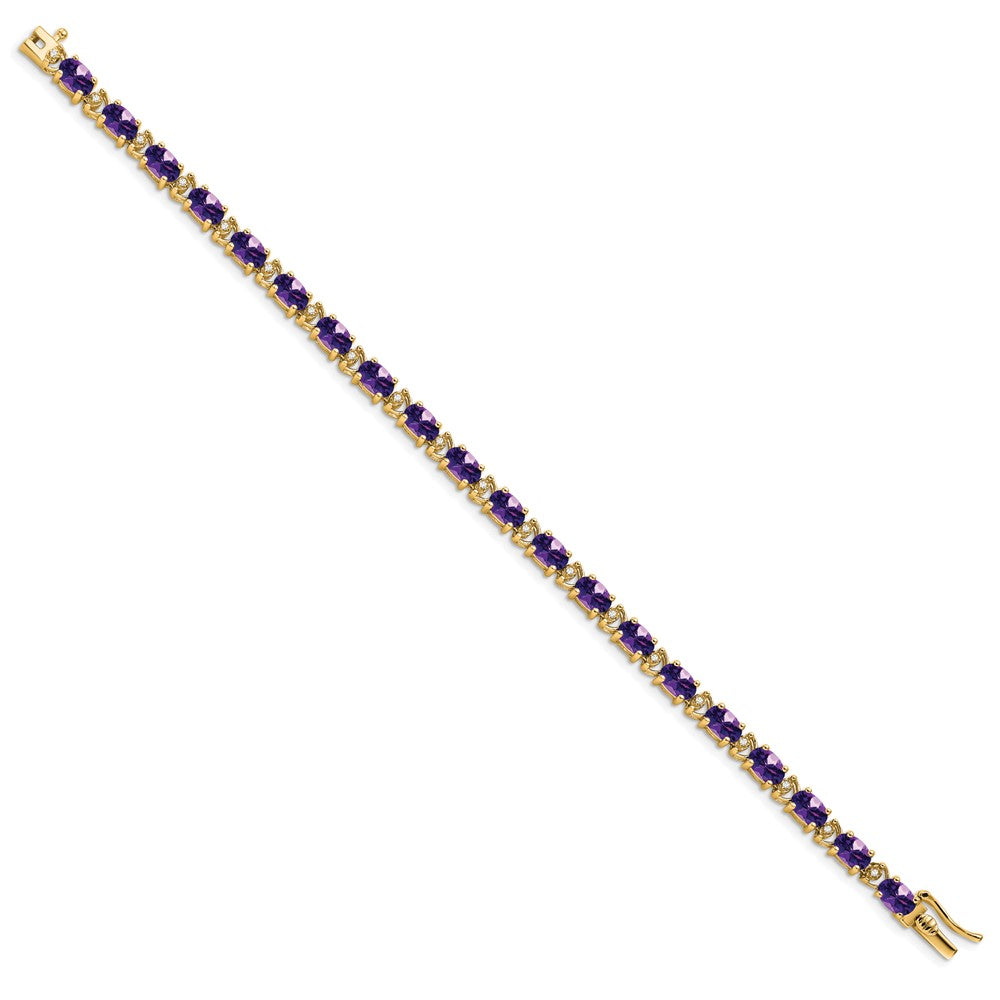 14k Oval Amethyst and Diamond Bracelet