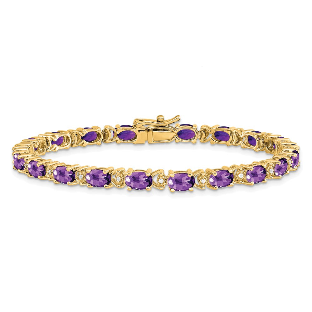 14k Oval Amethyst and Diamond Bracelet