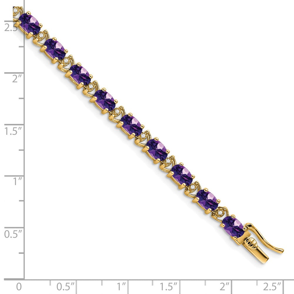 14k Oval Amethyst and Diamond Bracelet
