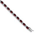 14k White Gold Oval Garnet and Diamond Bracelet