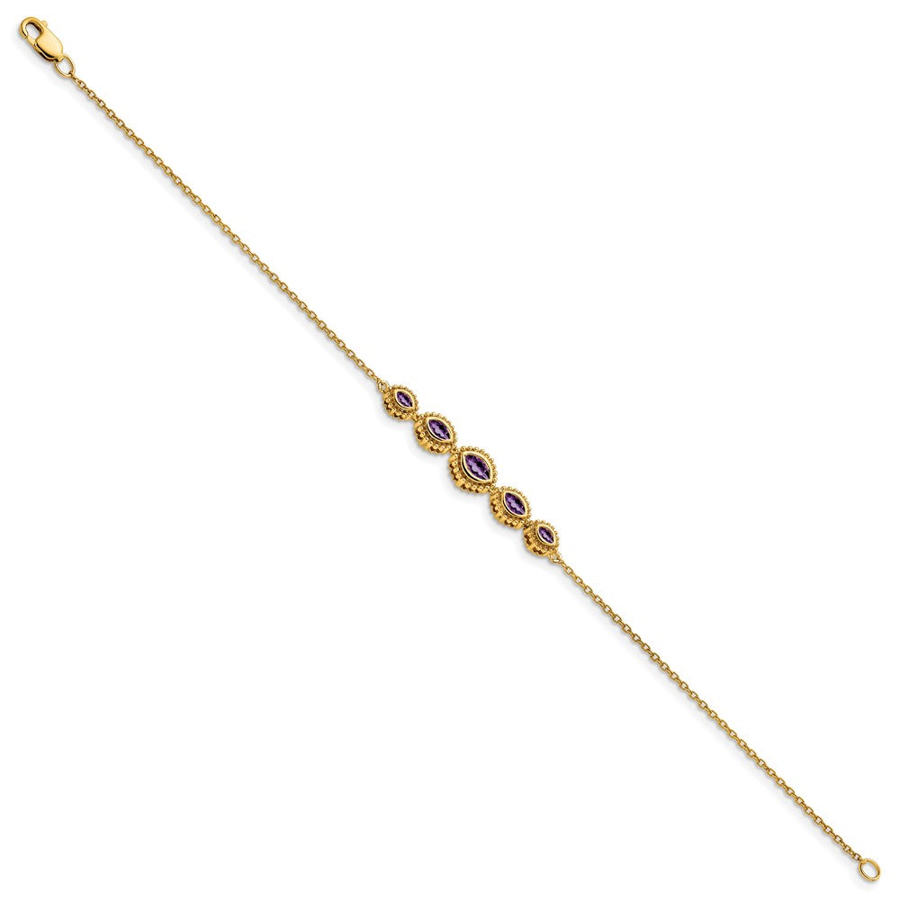 14k Marquise Amethyst Bracelet