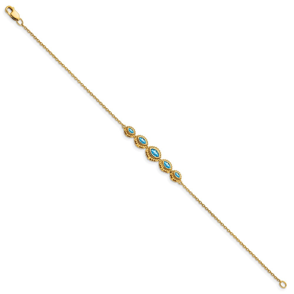 14k Marquise Blue Topaz Bracelet