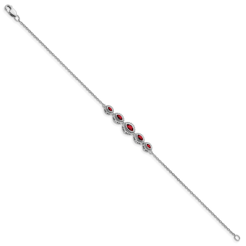 14k White Gold Marquise Garnet Bracelet