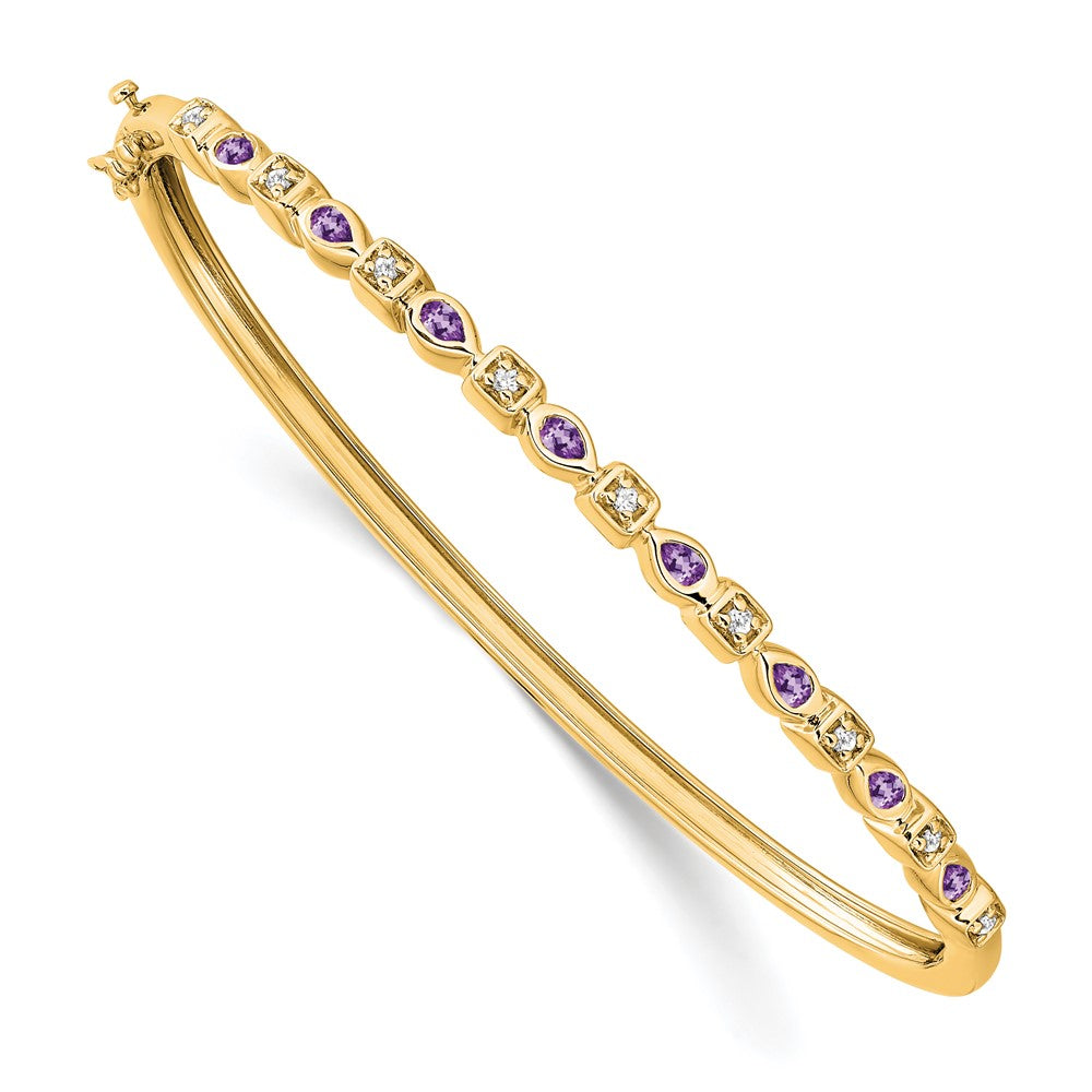 14k Amethyst and Diamond Bangle