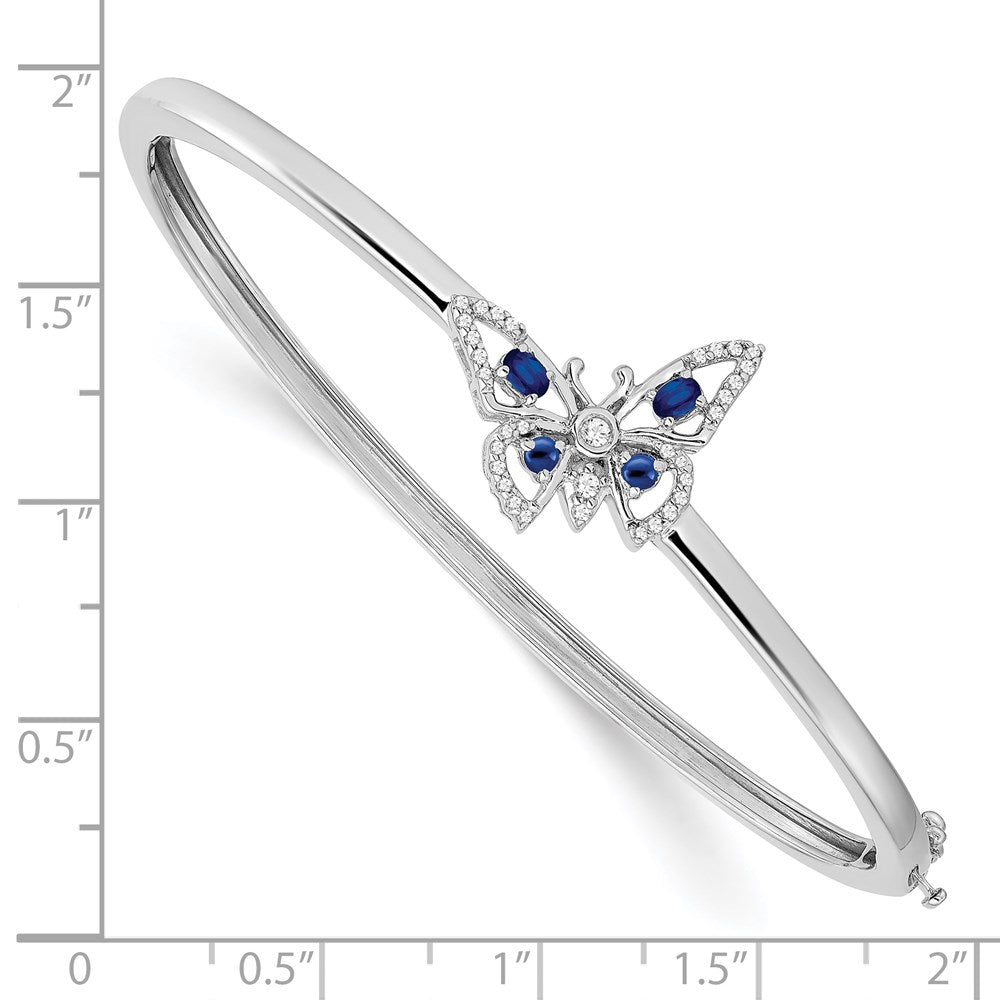 14k White Gold Sapphire and Diamond Butterfly Bangle