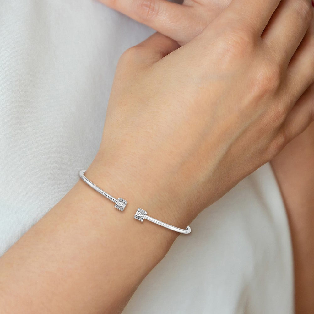 14k White Gold Diamond Cuff Bangle