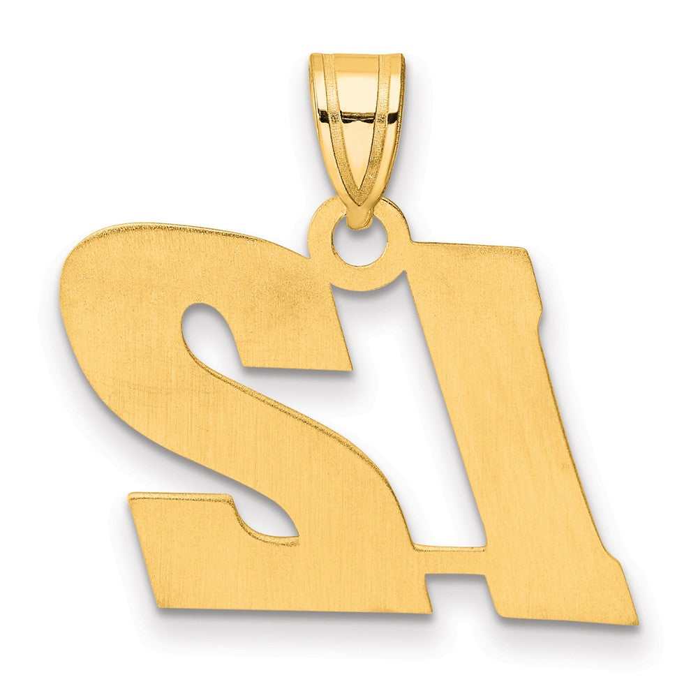 14k Polished Block Number 12 Pendant