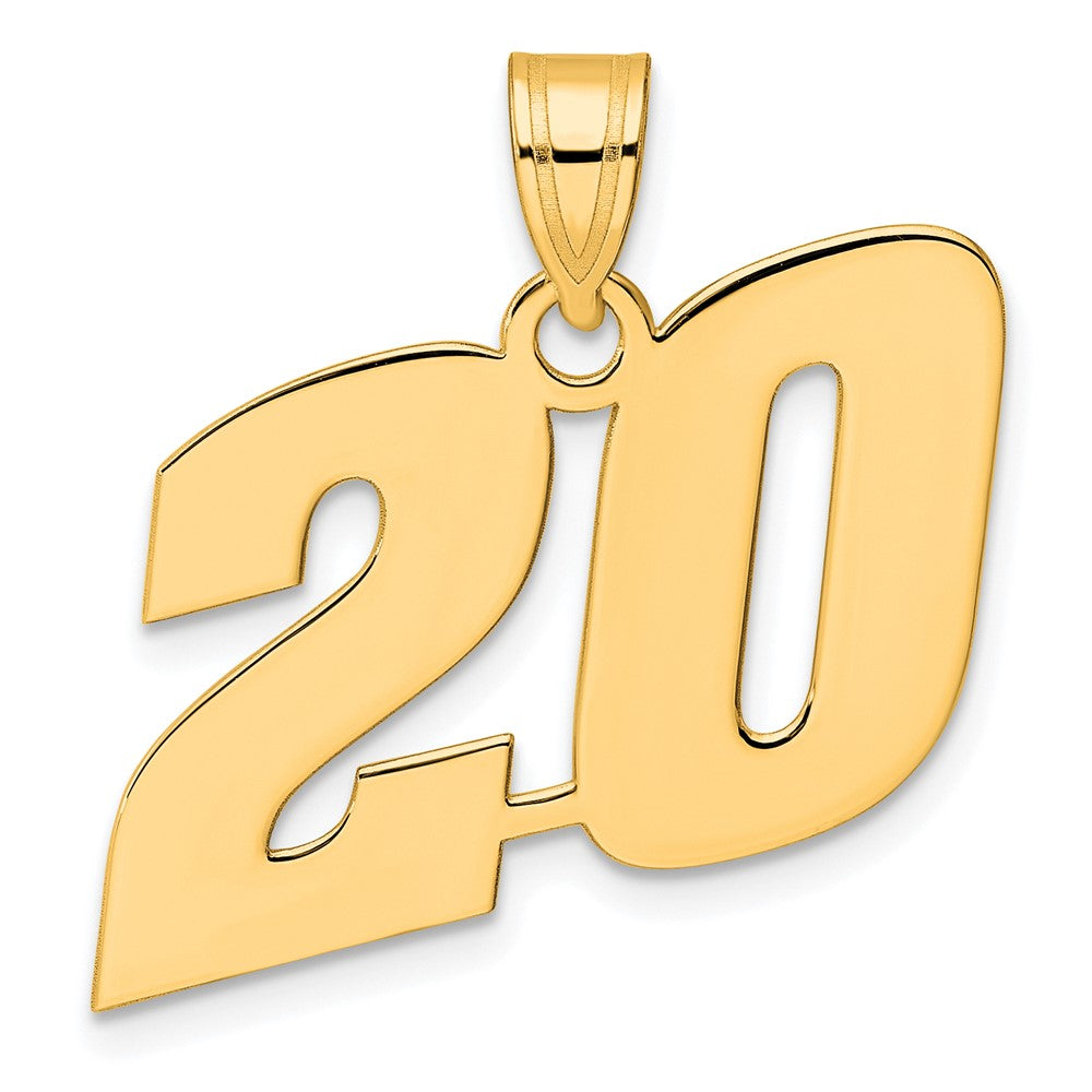 14k Polished Block Number 20 Pendant