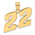 14k Polished Block Number 22 Pendant