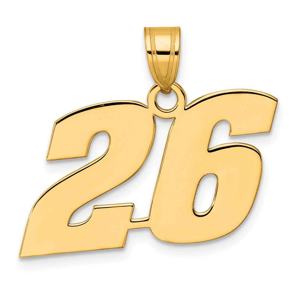 14k Polished Block Number 26 Pendant