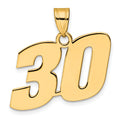 14k Polished Block Number 30 Pendant