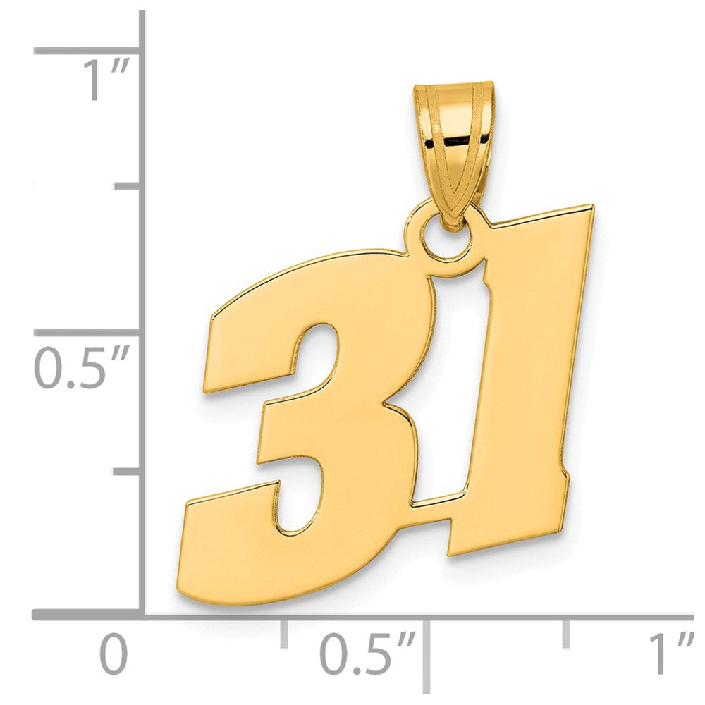 14k Polished Block Number 31 Pendant