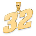 14k Polished Block Number 32 Pendant
