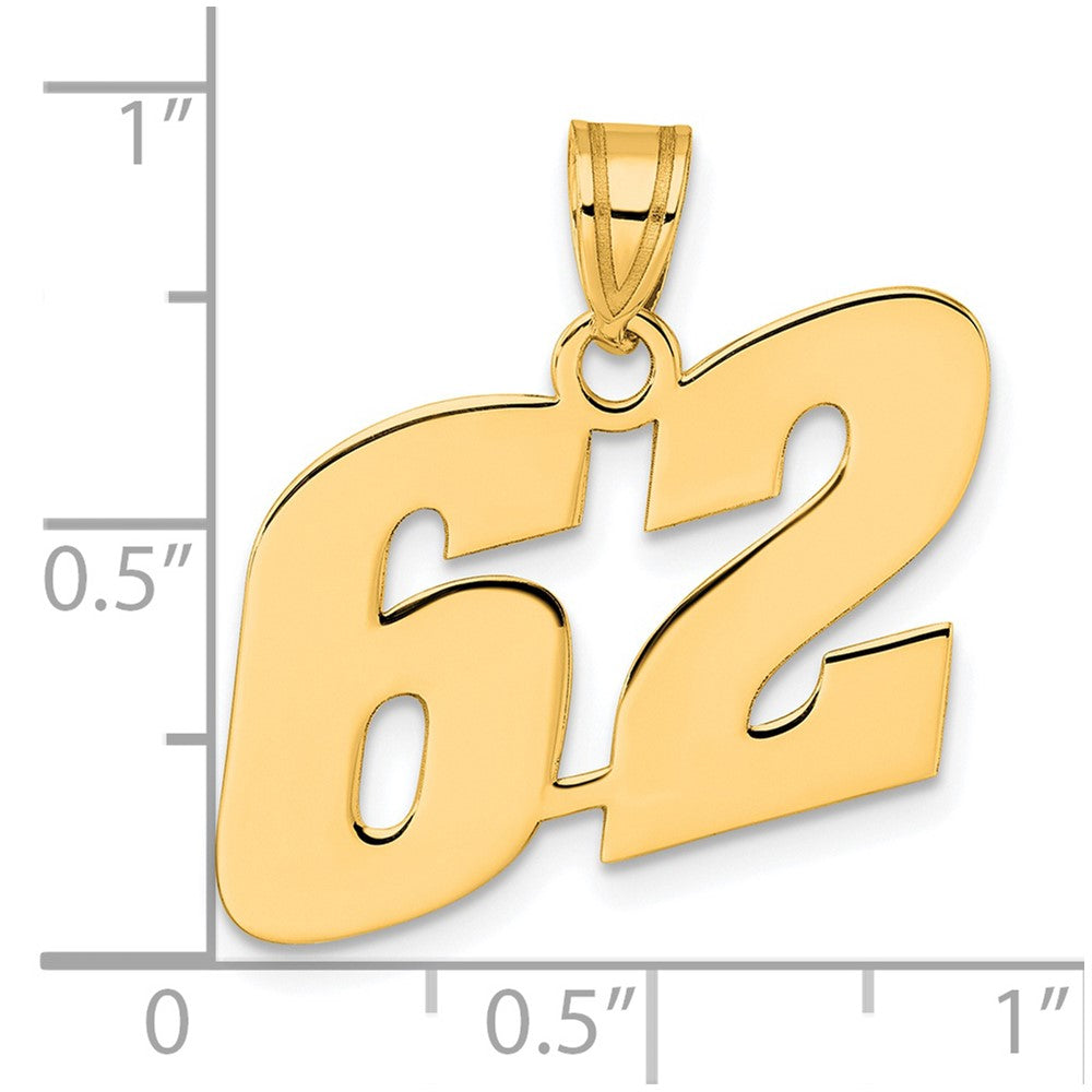 14k Polished Block Number 62 Pendant