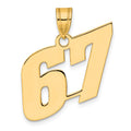 14k Polished Block Number 67 Pendant