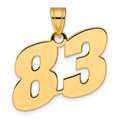 14k Polished Block Number 83 Pendant