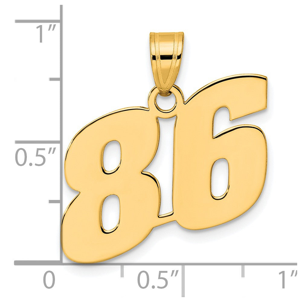 14k Polished Block Number 86 Pendant
