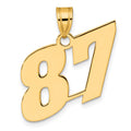 14k Polished Block Number 87 Pendant