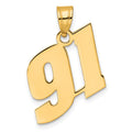 14k Polished Block Number 91 Pendant