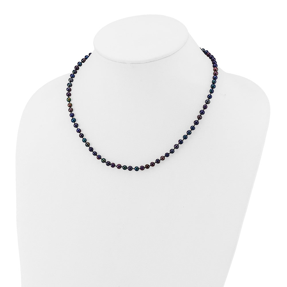 14k 4-5mm Black Near Round Freshwater Cultured Pearl Necklace