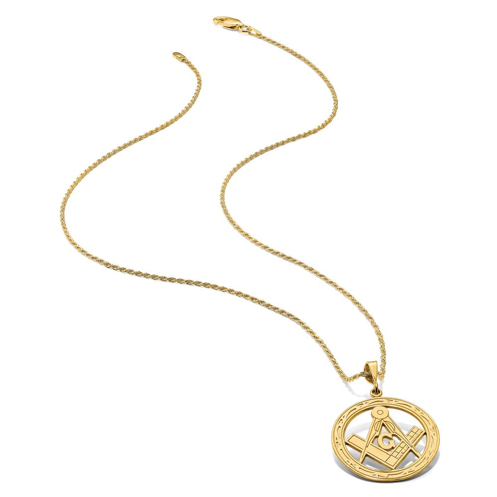 14k Polished & Textured Large Masonic Symbol Pendant