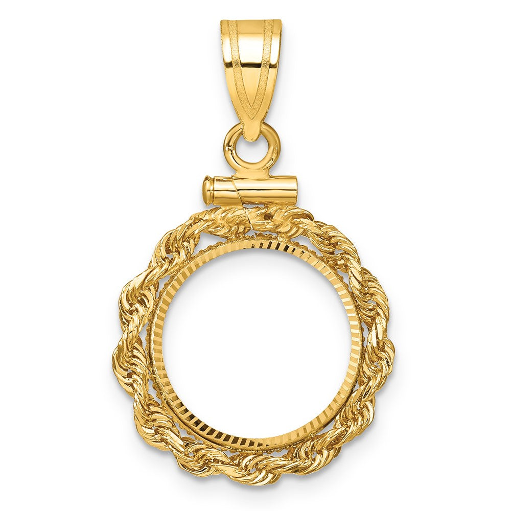 10k Rope & D/C 13.0mm x 1.1mm Screw Top Coin Bezel Pendant