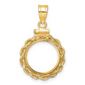 14k Rope & D/C 14.0mm x 1.1mm Screw Top Coin Bezel Pendant