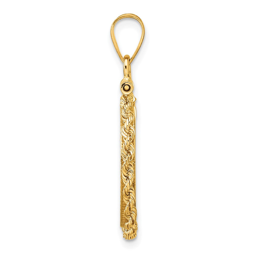 14k Rope & D/C 16.5mm x 1.35mm Screw Top Coin Bezel Pendant